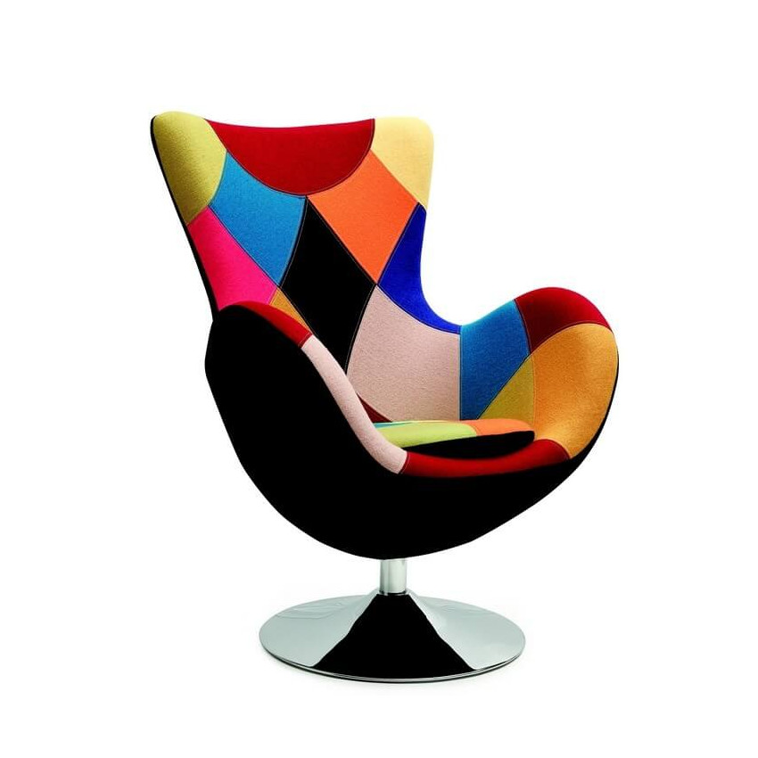 Fauteuil oeuf patchwork multicolore pour salle à manger So Inside