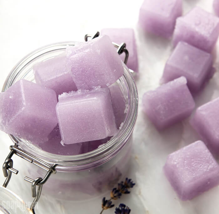 DIY Violet Sugar Scrub Cubes Teach Soap