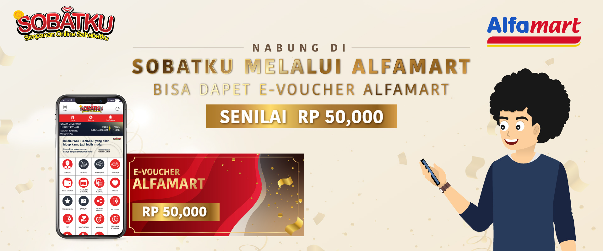 NABUNG di SOBATKU melalui Alfamart Dapat evoucher Alfamart senilai Rp