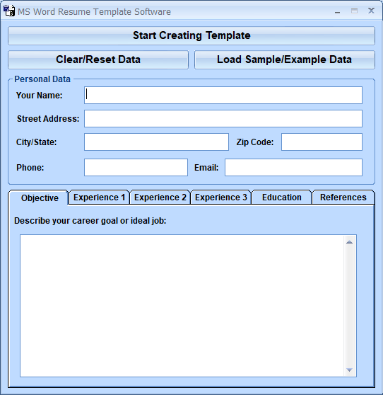 MS Word Resume Template Software full Windows 7 screenshot Windows 7
