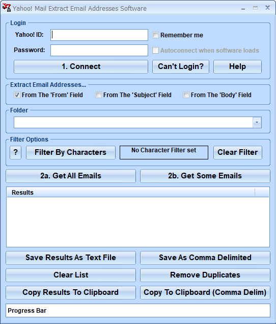 Yahoo! Mail Extract Email Addresses Software 7.0 full screenshot