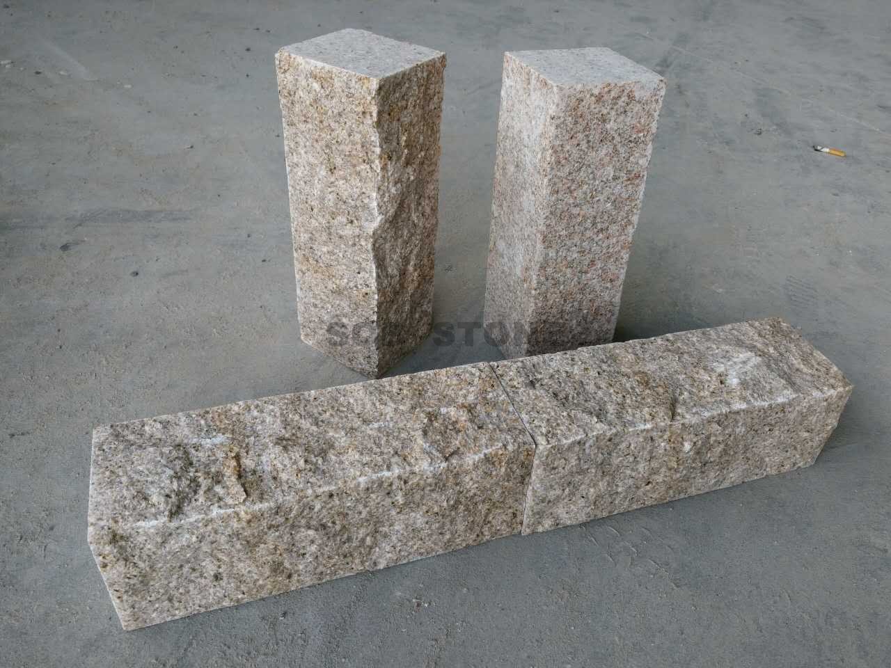 G682 Rusty Yellow Granite Kerbs Natural Split