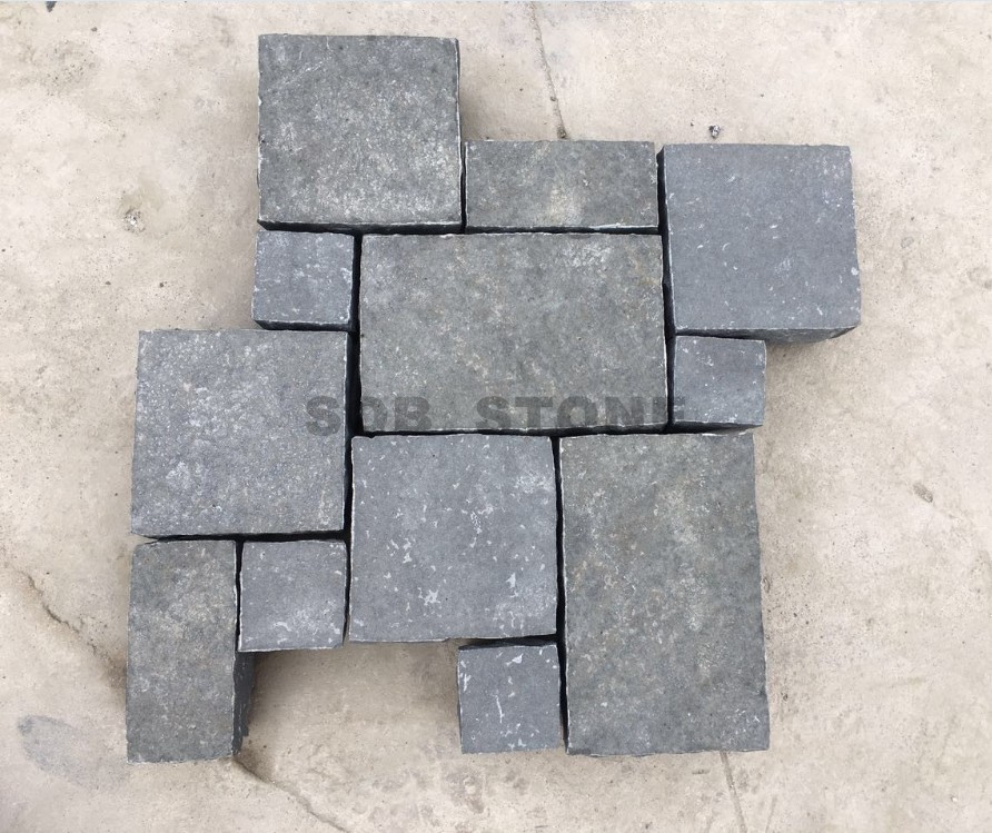 ZP Black Basalt Cobble Setts French Pattern Brick Pavers