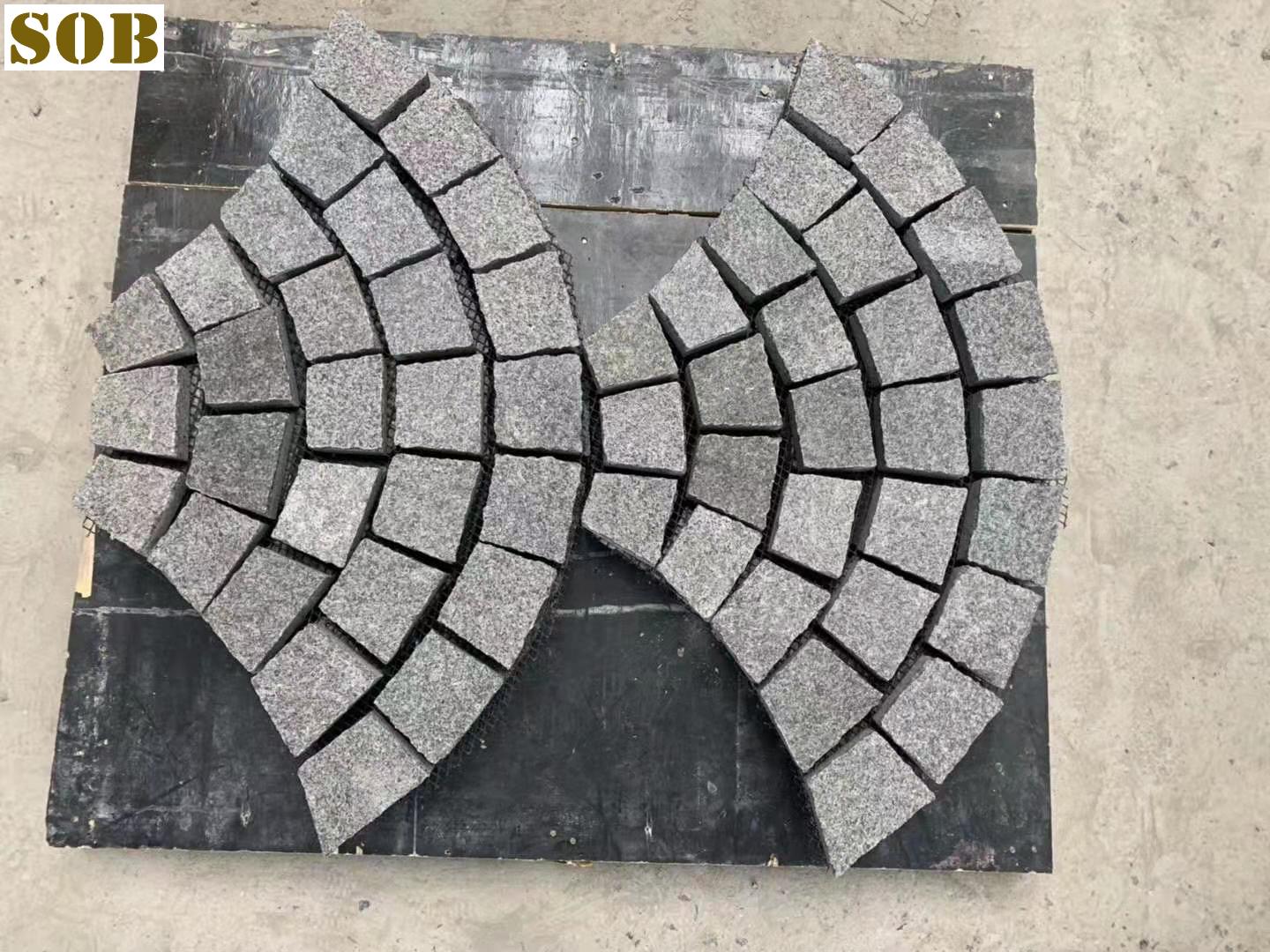 Fan Shape Ken Black Granite Cobblestone Pavers