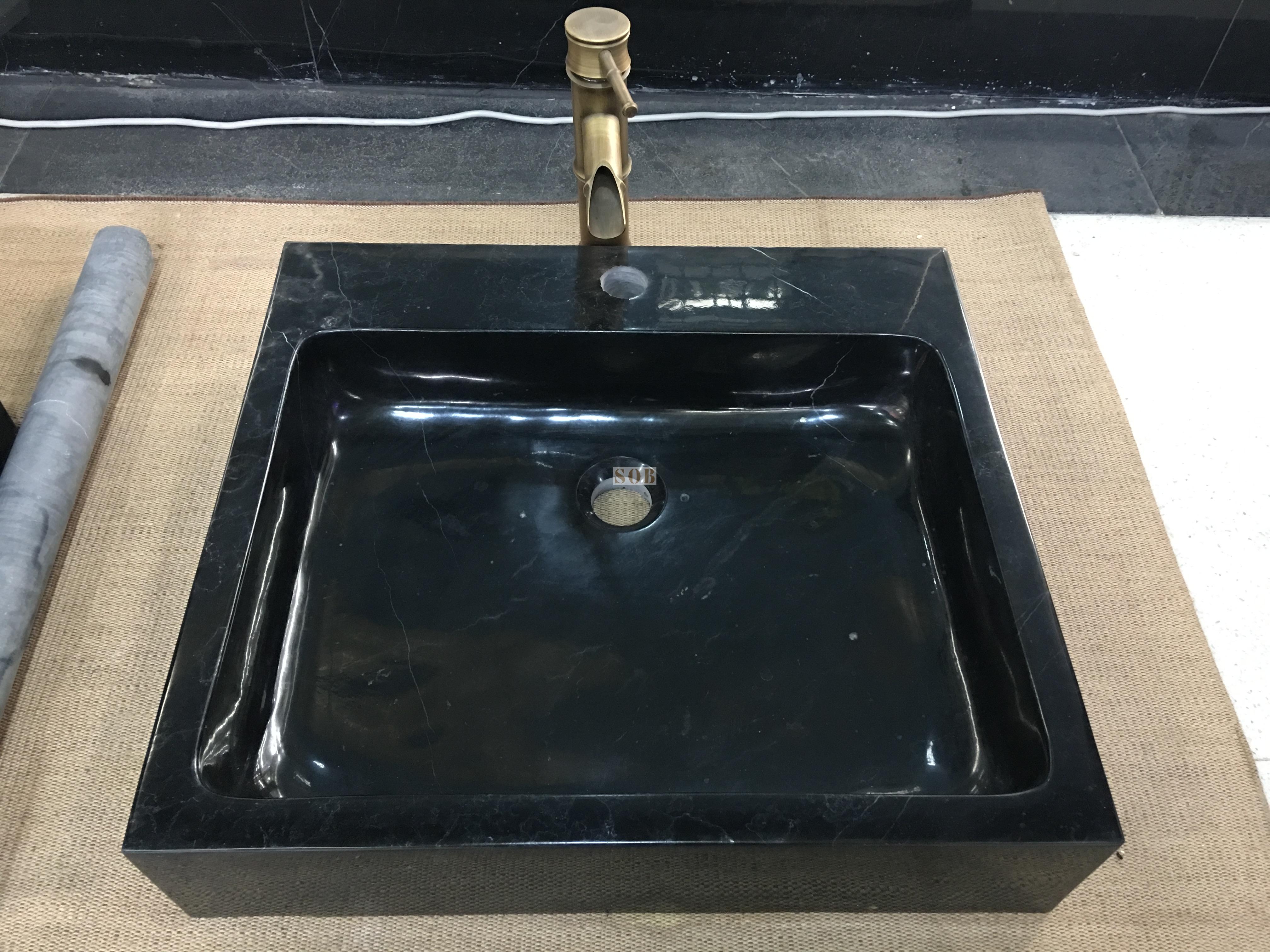 Black Marquina Square Marble Basins