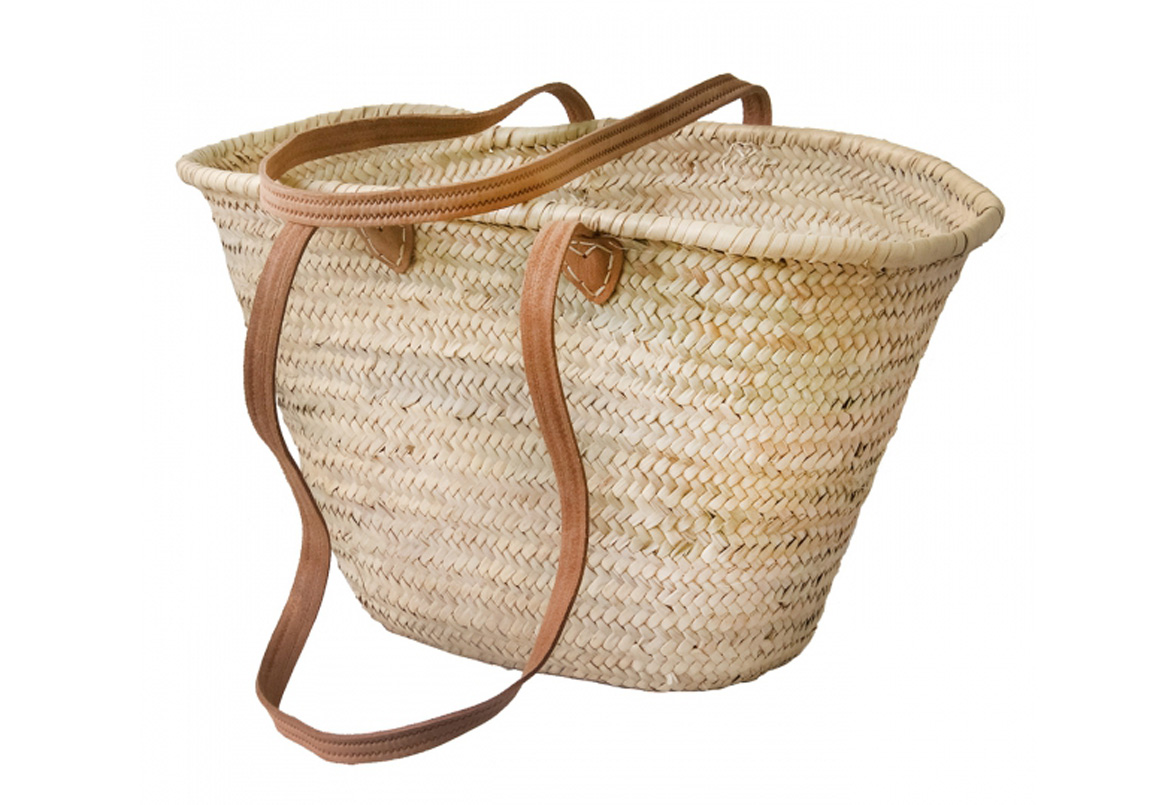 Handmade French Straw Basket Double Leather Handle SOCA Gallery