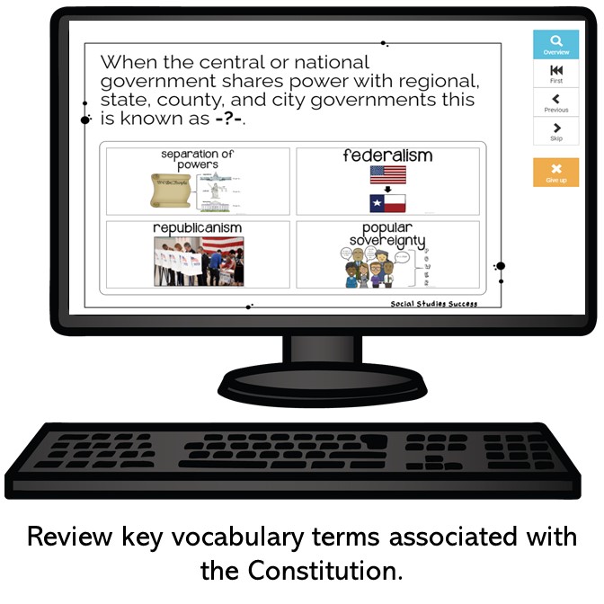 Constitution Vocabulary Review Game on Boom Learning Social Studies