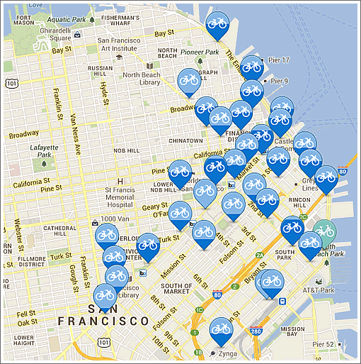 Bike Share San Francisco Map Bike Lanes Los Angeles Map