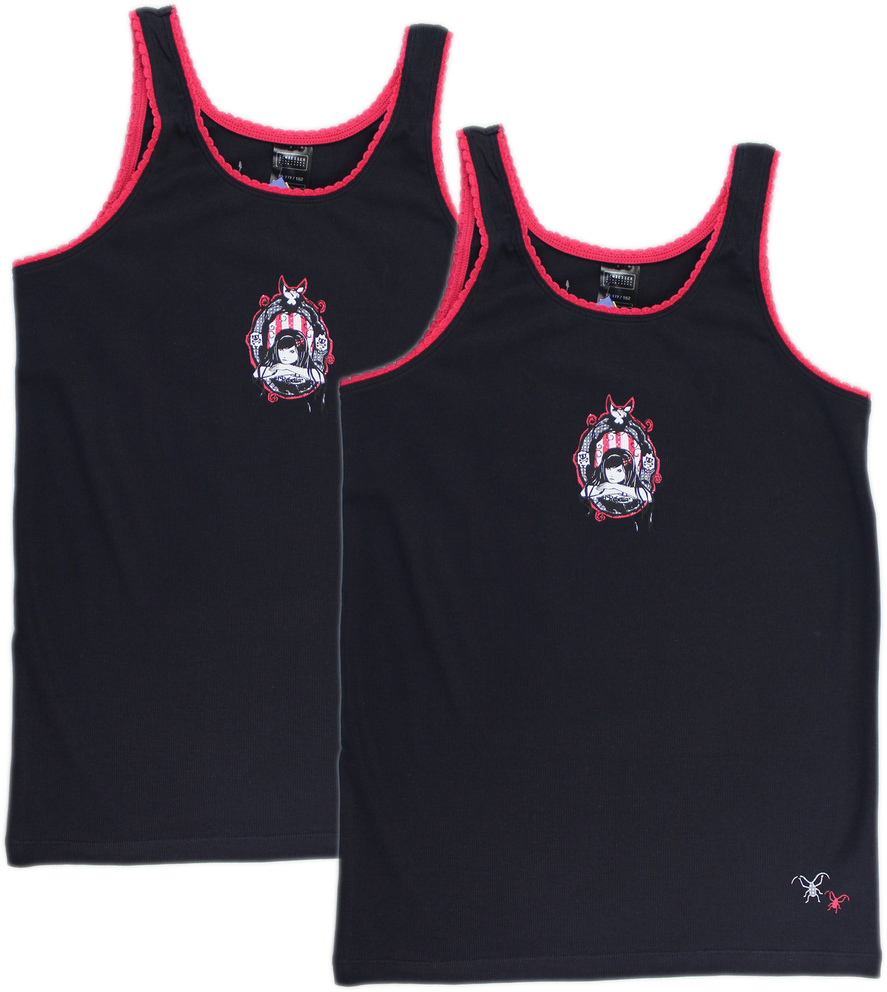 2 Stk. Schiesser Kinder Mädchen Unterhemden Tank Top SP74 " Rebella