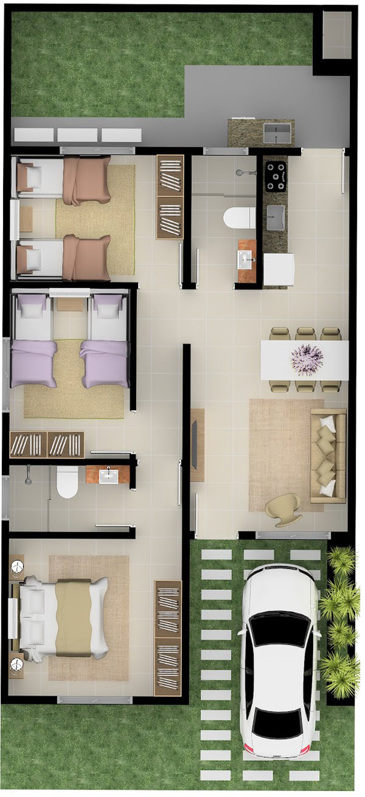 10+ Plantas De Casas Com 3 Quartos 2 Plantas de Casas com 3 Quartos 60 Projetos