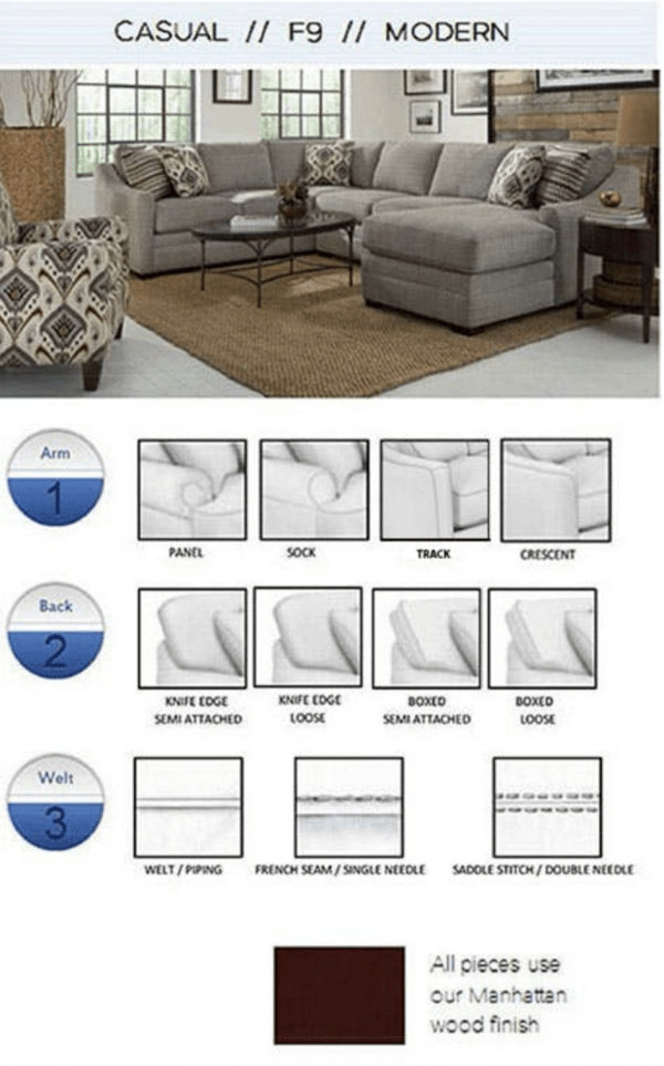 Craftmaster F9 Cuddler Sectional Living Room Furniture Sofa Bed Etc.
