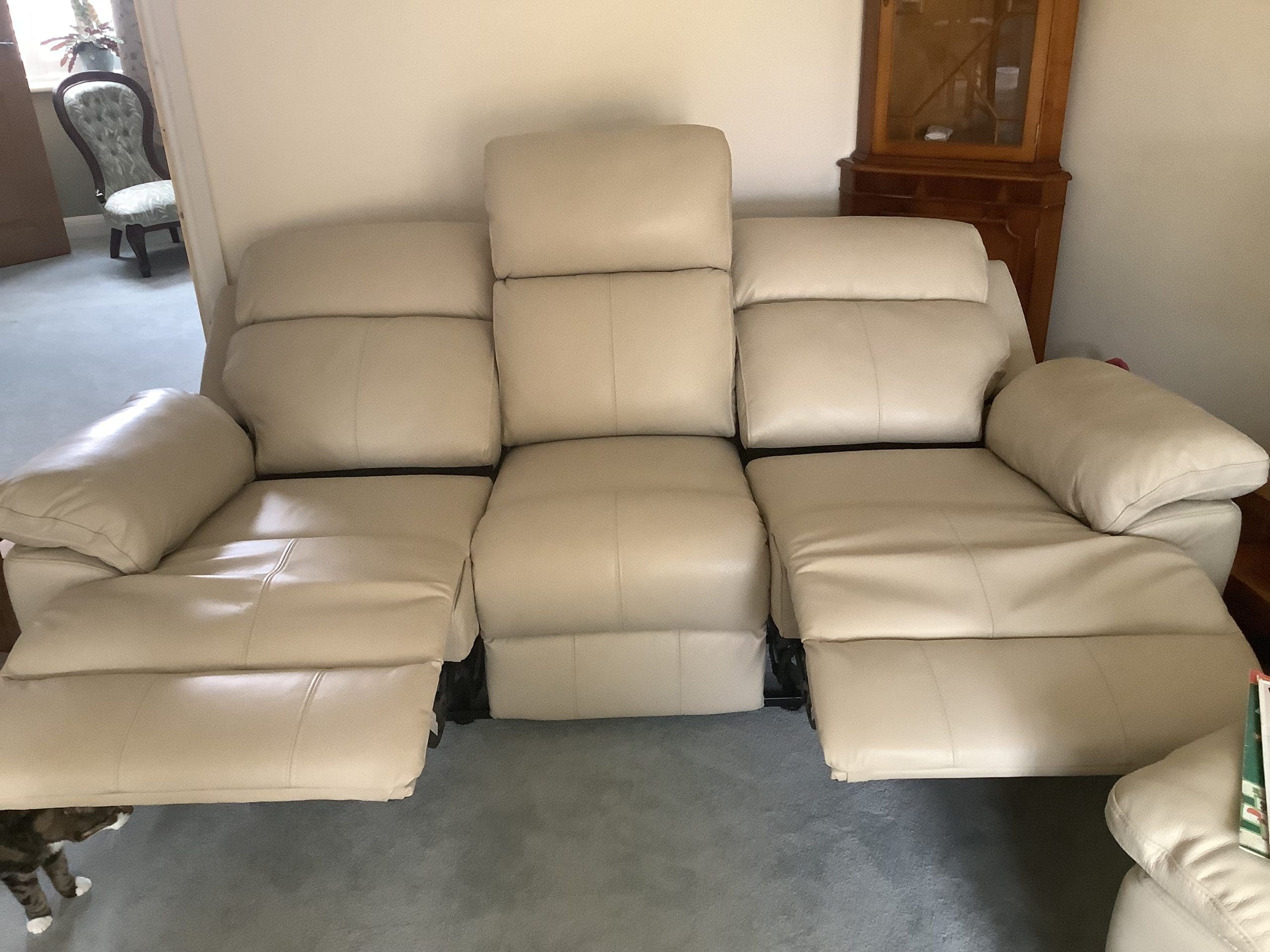 Fabb Furniture; Blair 3 seater full leather power recliner with power