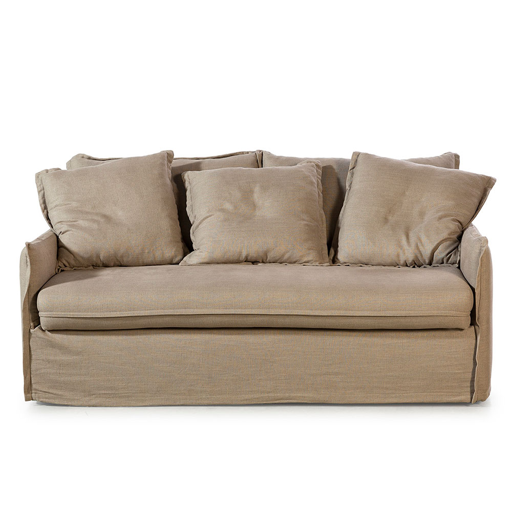 "Sofás cama de 2 plazas con tapizado de lino y apertura italiana
