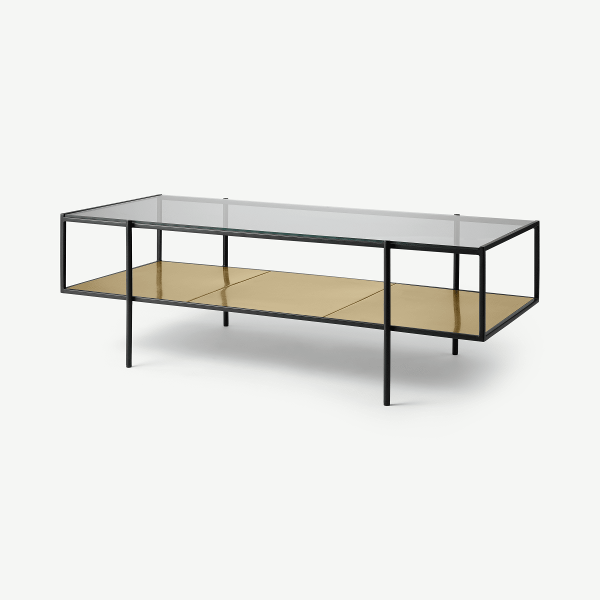 Cheney Coffee Table, Glass & Brass • Sofas Etc