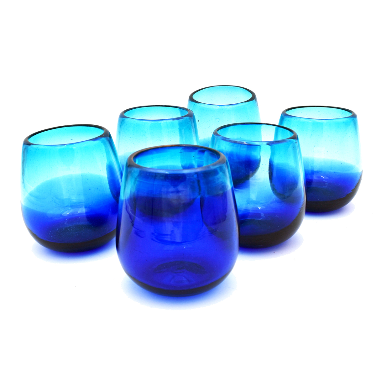 Handblown Water Blue Stemless Wine Glass Sofias Gift Shop & Apparel