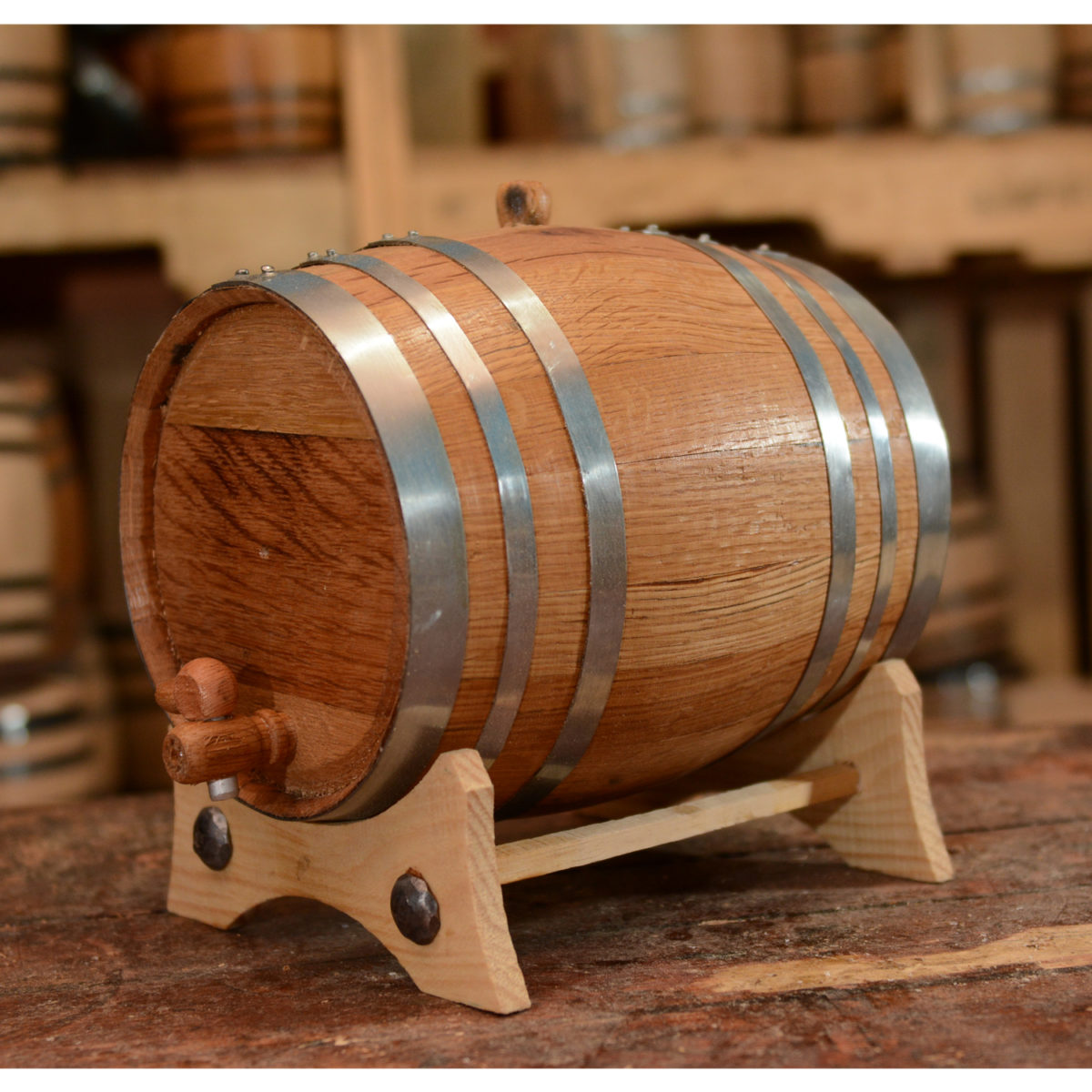American Oak Aging Barrel Galvanized Hoops Sofias Gift Shop & Apparel