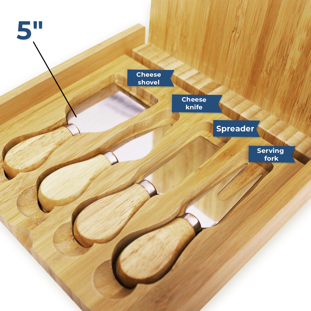 Personalized Squared Cheese Board & Knife Tool Set ANDES