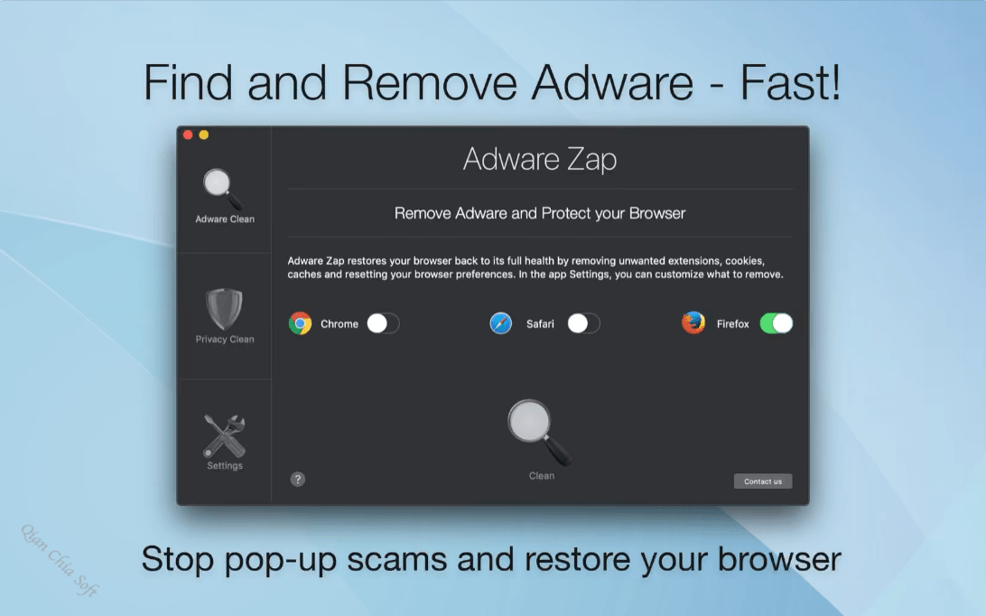 Adware Zap Browser Cleaner（查找和删除广告软件） Qian Chia's Soft