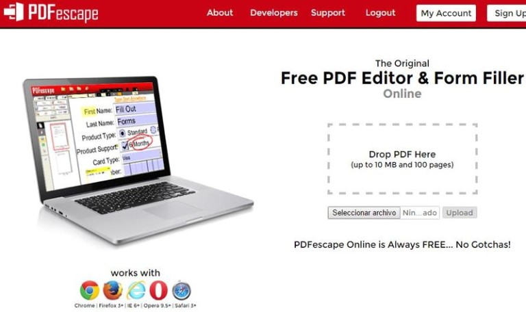 PDFescape crea o edita, gratis y online, documentos PDF