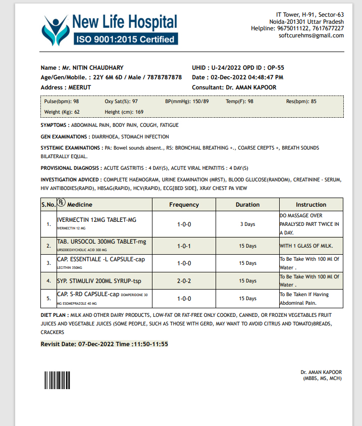 Hospital Management Software Billing Prints Formats