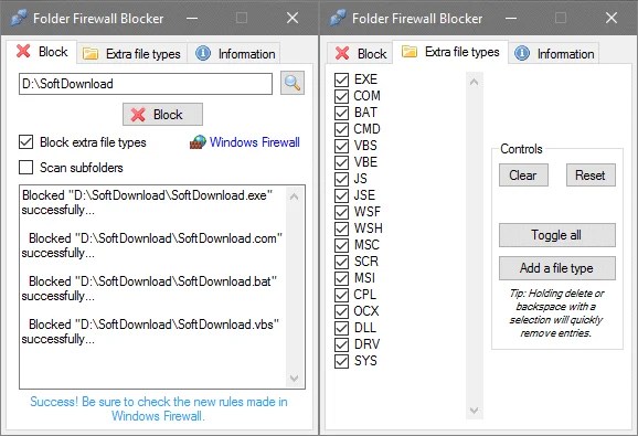 Crie regras no firewall do Windows com o Folder Firewall Blocker