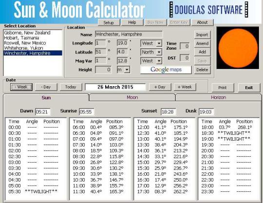 Sun and Moon Calculator Download Free with Screenshots and Review