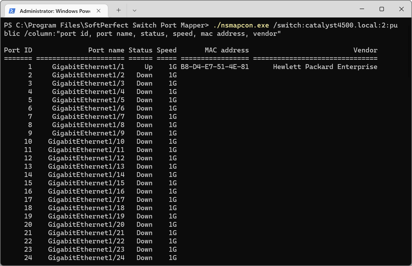 SoftPerfect Switch Port Mapper network port identification tool