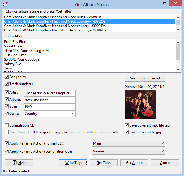 Music tag editor Tag&Rename features