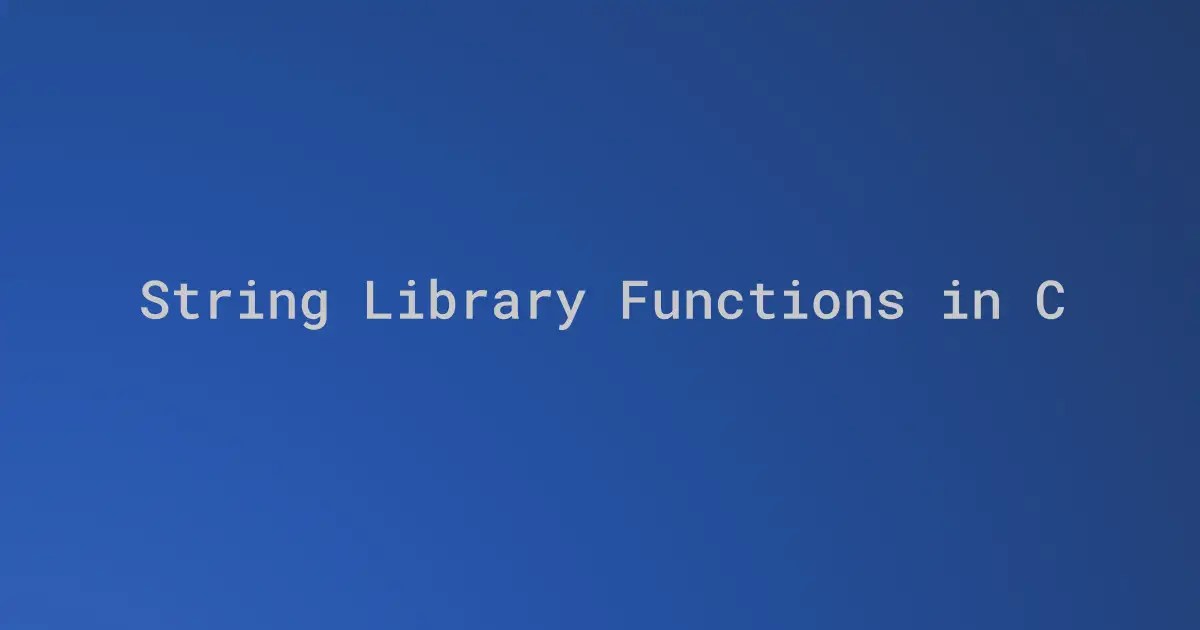 String library functions in C SoftPrayog