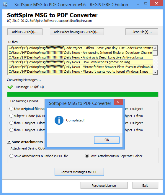 MSG to PDF Converter to read Outlook .msg file in Adobe PDF