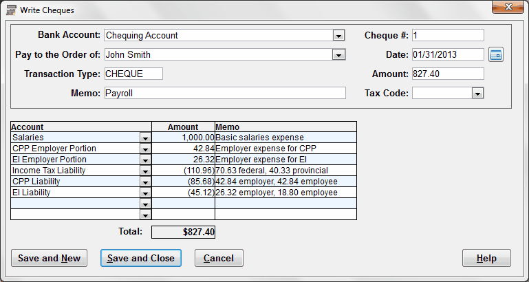 ENTERING AND MAINTAINING TRANSACTIONS > Payroll Samples