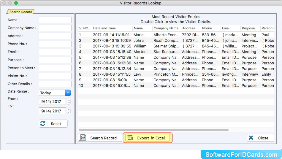 Mac Gate Pass ID Cards Maker Software Screenshots for creating visitor