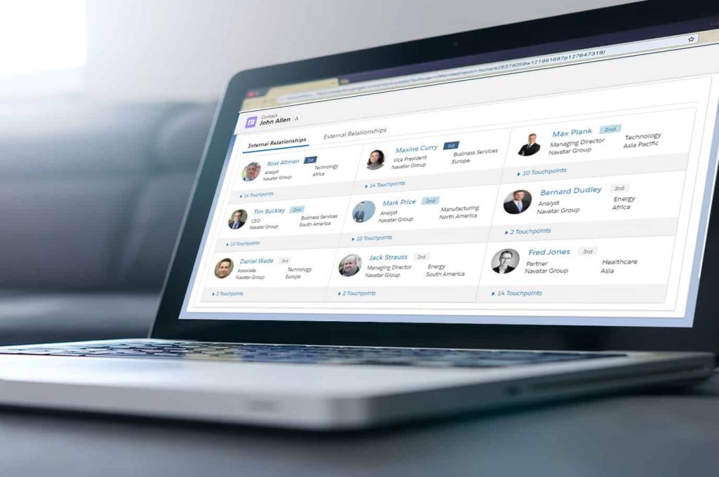 CRM software dashboard for financial advisors showing client profiles, tasks, and communication logs