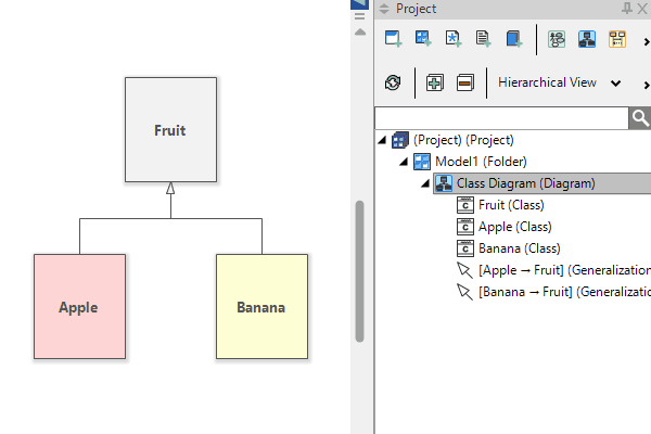 Selection in Diagram Editor and Project Tree - Software Ideas Modeler