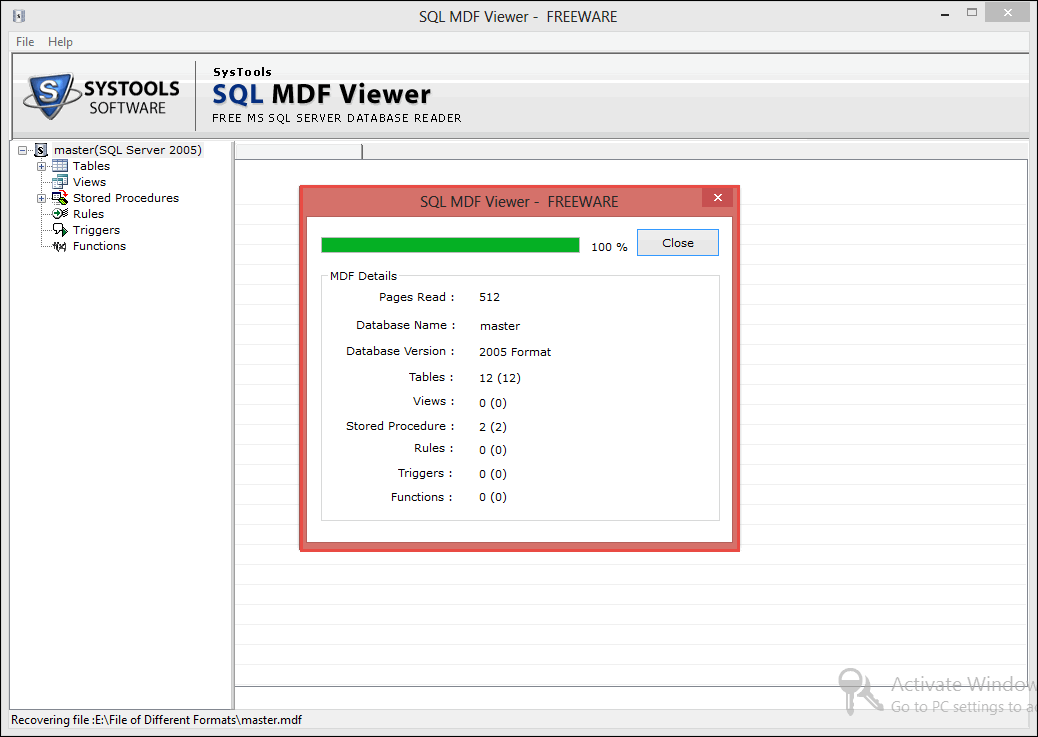 Free MDF File Viewer Software to Read & Open SQL MDF Database File
