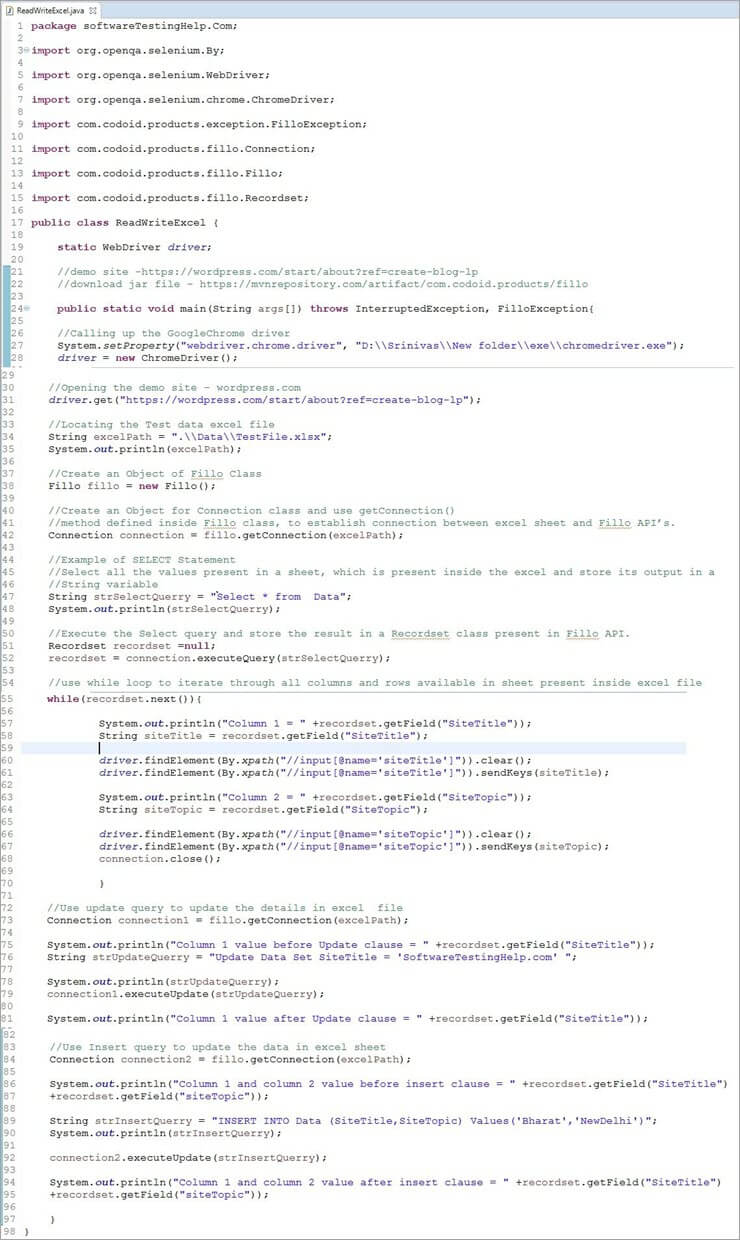 How to Read & Write Data From Excel File In Selenium  Driver