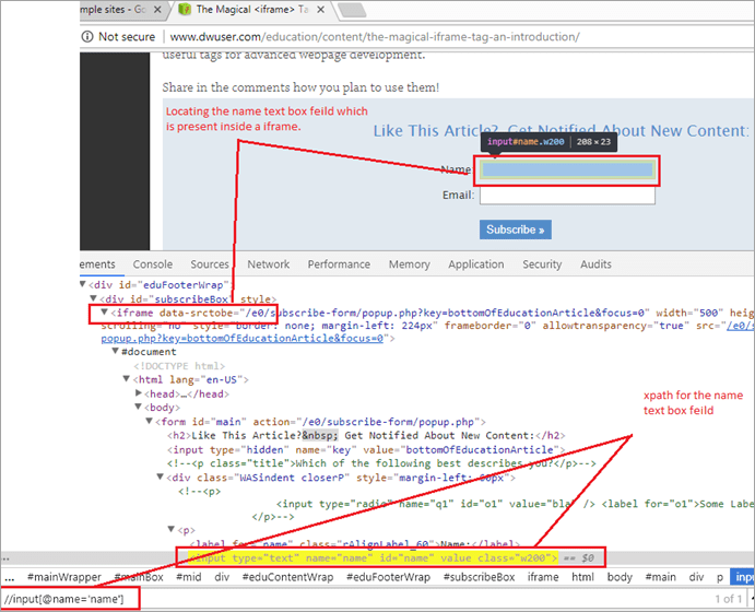 Handling iFrames Using Selenium Driver switchTo() Method
