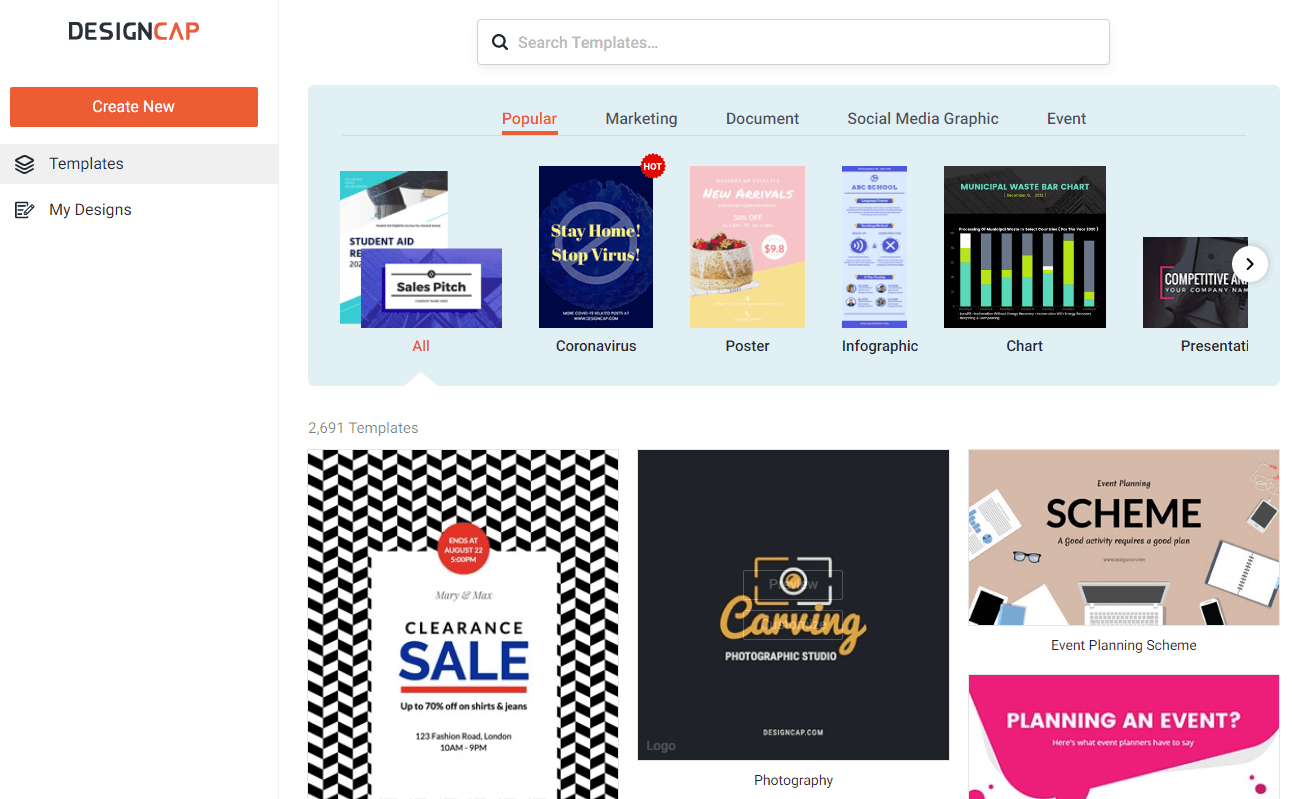 DesignCap Easy To Use Online Graphic Design Tool