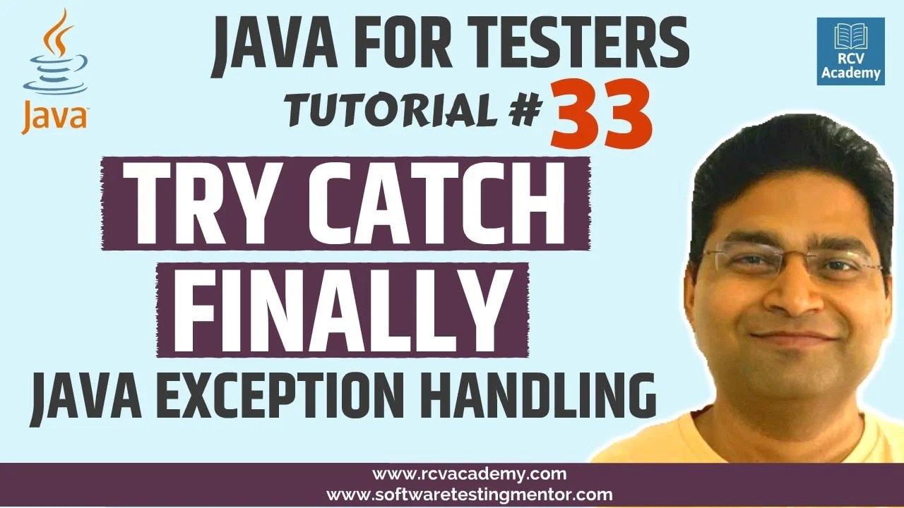 Java for Testers 33 Try Catch Java Exception Handling in Java Software Testing Mentor