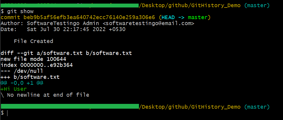 Git History Command