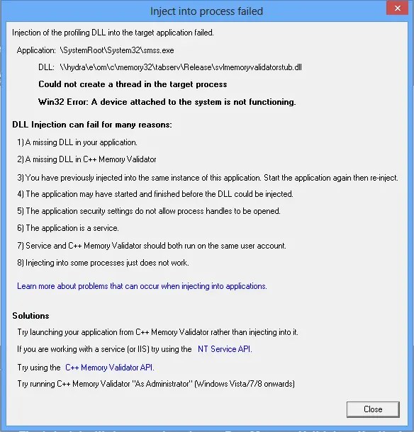 Why Process Injection Fails Software Verify