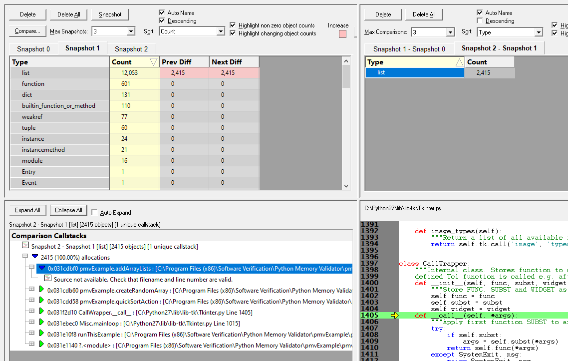 Python Memory Validator memory leak detector Software Verify