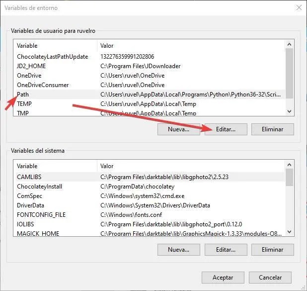 Cómo cambiar el PATH y las variables de entorno de Windows