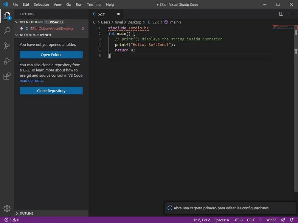 Visual Studio Code editor de texto de código abierto para programar