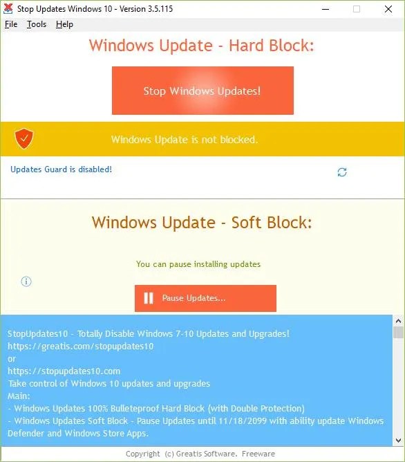 Desactivar Windows Update Programas para detener