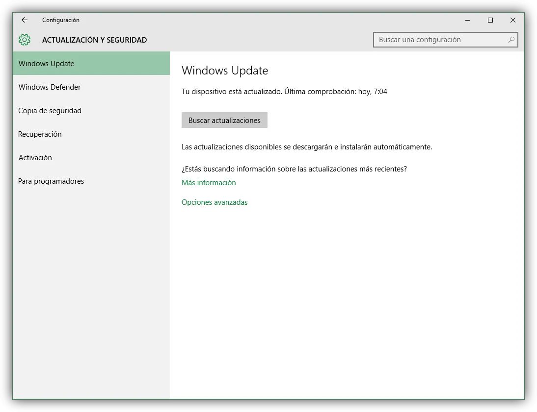 Cómo crear un acceso directo a Windows Update en Windows 10