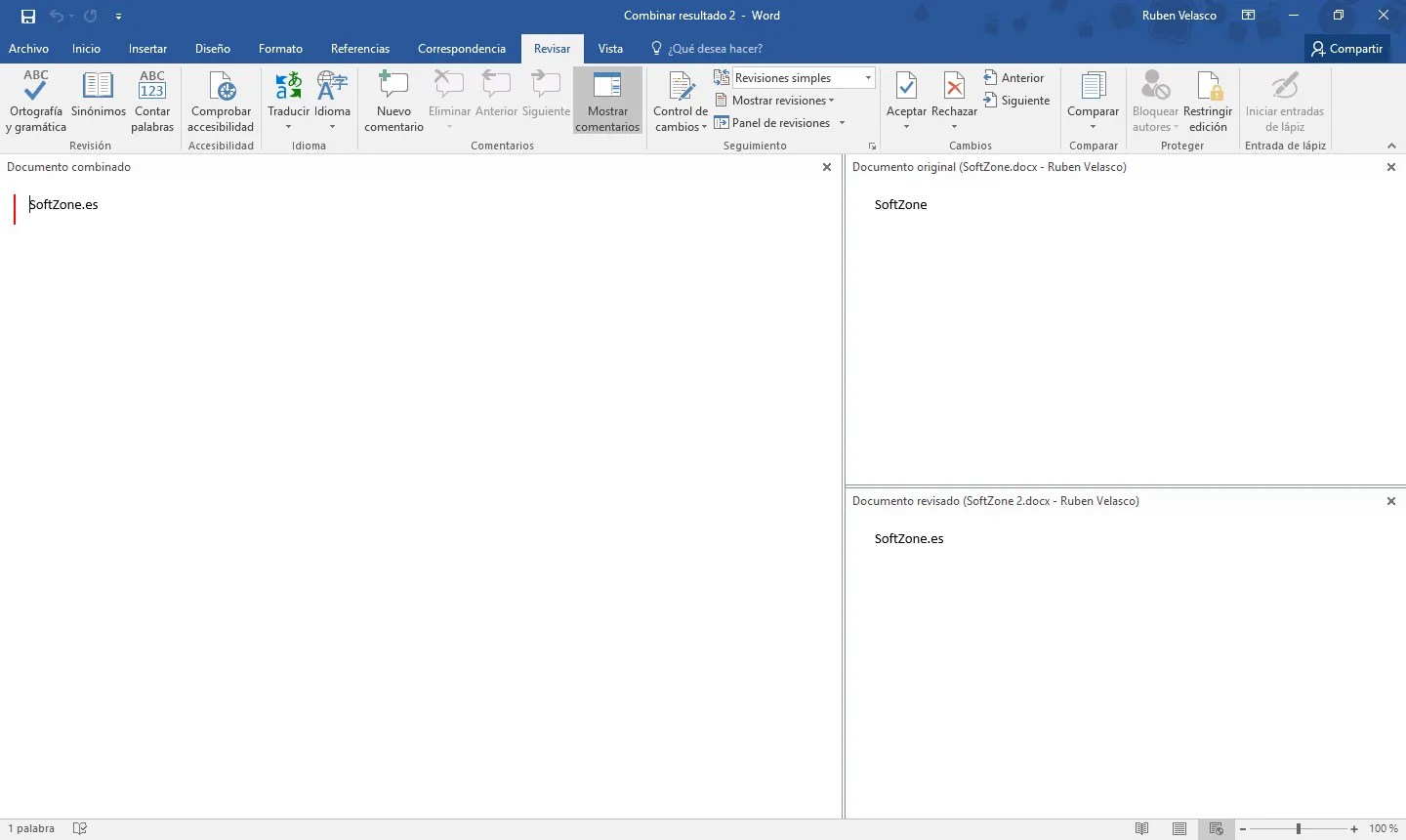 Cómo comparar dos documentos rápidamente con Word SoftZone