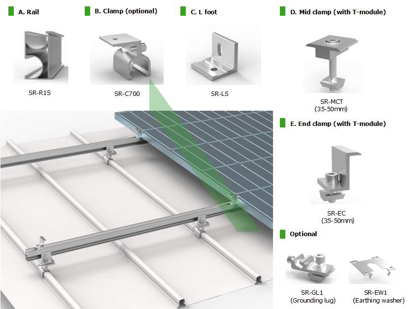 Standing seam roof mounting system Claw China Solaracks
