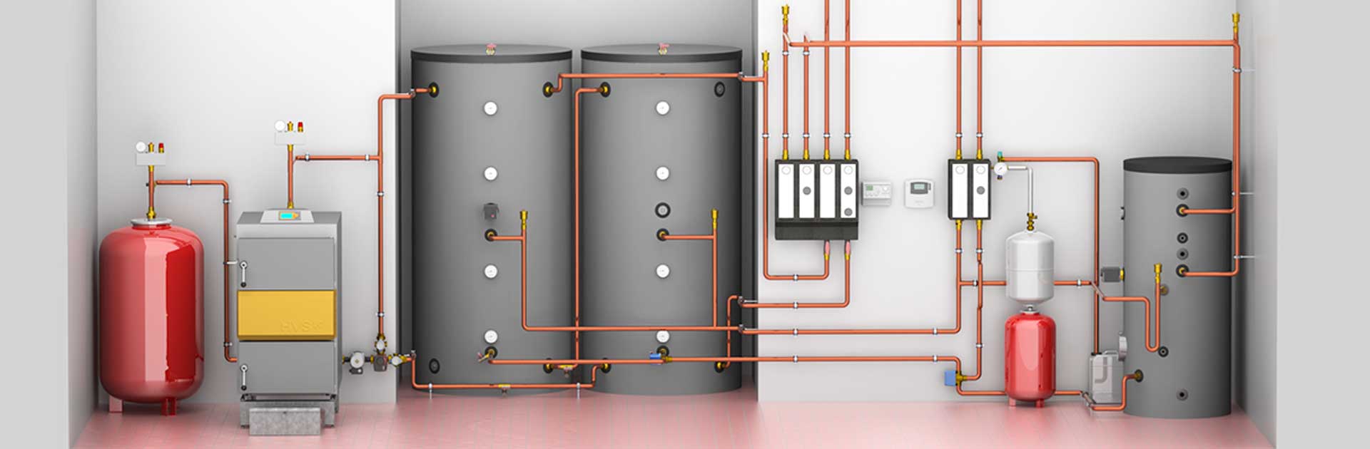 Heating diagrams for boilers, buffer tanks and solar collectors