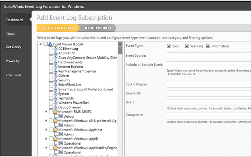 FREE Event Log Forwarder for Windows SolarWinds
